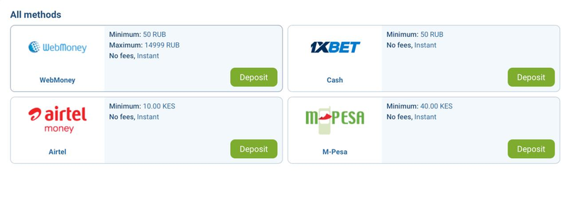 Payments 1xbet